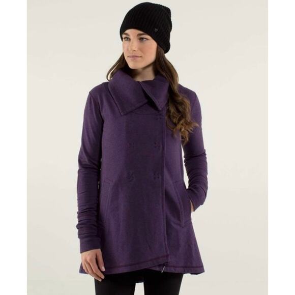 Lululemon Gratitude Wrap Heathered Deep Zinfandel Purple Sweatshirt Jacket - Picture 1 of 9